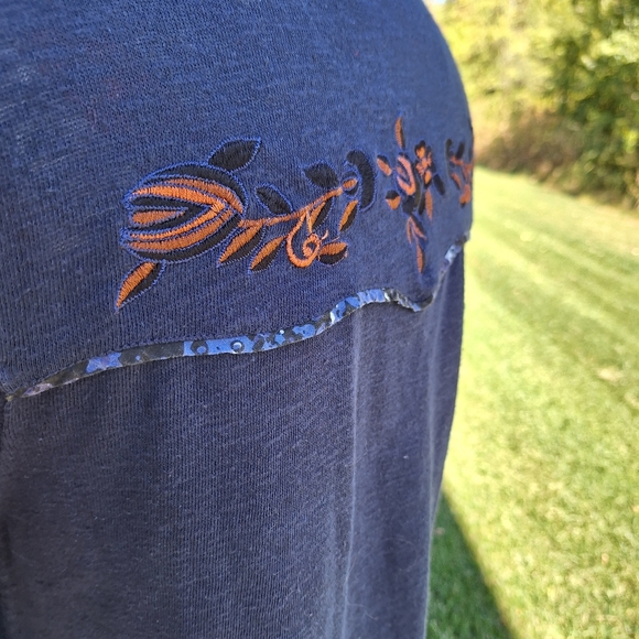 Free People Sundance Kid Western snap front Henley blue size Small - Picture 9 of 13